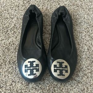 Tory Burch flats. Black with silver buckle. Size 8.5